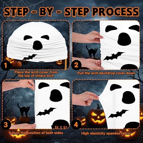 3 Pcs Halloween Arch Backdrop Covers, Boo Ghost Arch Cover - Image 3