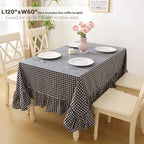 Black White Gingham Ruffle Tablecloth Rectangular 120“x60” - Image 2