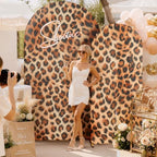 Leopard Print Arch Backdrop Cover Set, 7.2FT & 6FT Wrinkle-Free Spandex Fitted Chiara Backdrop Stand Covers for Baby Shower Birthday Party Wild Animal Theme Photo Booth Decor - Image 2