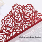 Burgundy Wedding Invitation Laser Cut Invitation Sleeve Personalized Cards - Image 5