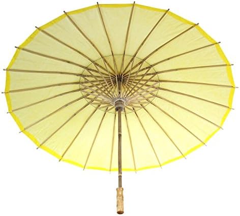 Koyal Wholesale 32" Yellow Paper Parasol Umbrella 4 Pack, Large Paper Umbrella Bulk, Paper Parasol Wedding Umbrellas, Yellow Parasol Umbrella Bridal Party Decor Photo Props, Sun Parasols for Shade - Image 6