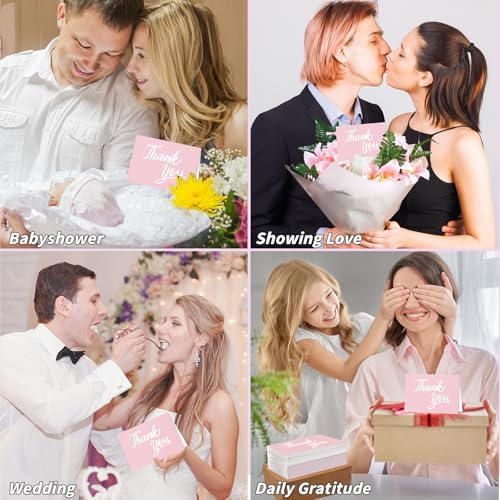 600 Pcs Pink Thank You Cards Bulk with Kraft Envelopes and Stickers 4x6 Inch Blank Thank You Notes Box Set Minimalistic Design for Business Wedding Baby Shower Graduation Bridal Shower Christmas - Image 5