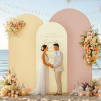 Ivory Arch Backdrop Cover 3 Set-8FT, 7.2FT, 6.6FT, Spandex Fitted Wedding Arch Stand Covers for Baby Shower Birthday Party Bridal Shower Wedding Photo Balloon Arch Stand Background Decorations - Image 4