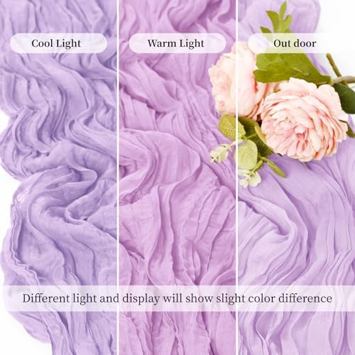 Lilac Purple Lavender 17 x 108 Inch Cheesecloth Table Runner - Boho Gauze Sheer Fabric for Wedding Baby Shower Party Home Decor - Image 6