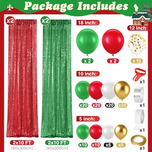 SmoothNovelty 137 Pcs Red White Blue Balloons Arch Kit Backdrop Red Green - Image 2