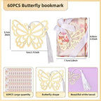60 Pcs Gold Butterfly Metal Bookmarks with Elegant Silk Tassel, Creative Butterfly Bookmarks with Gift Box, for Book Lover Baby Shower Return Gifts Wedding Party Favors Decorations Guests Souvenirs - Image 2