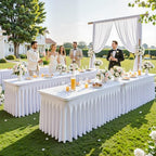 4 Pack 6ft White Spandex Tablecloths for Rectangle Tables Wrinkle Free White Rectangle Table Cloth, Stretch Fitted Table Cover with Skirt for Wedding Birthday Party Banquet Baby Shower Buffet Event - Image 2
