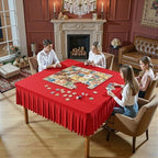 Wish Care Red Spandex Tablecloths for 48x48 Inch Square Tables, Stretch Fitted Table Clothes with Pleated Ruffle Skirt for 48” Table, Wrinkle Free and Elastic, for Party Kitchen Home Dining - Image 3