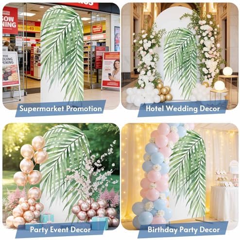 Palm Leaf Arch Backdrop Cover 7.2 FT, Country Watercolor Sage Green Palm Leaf Wedding Arch Cover Stretchy Backdrop Stands Covers for Birthday Party Ceremony Banquet Decor - Image 6