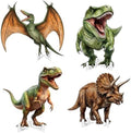 Honoson 4 Pcs 24" to 32" Large Dinosaur Cardboard Cutouts, Realistic Dinosaur Backdrop Standup Yard Signs Birthday Party Decoration for Jungle Dino Theme Photo Booth Props Party Supplies by Honoson