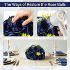 6 PCS Navy Blue Roses Flower Balls for Centerpieces - Image 4