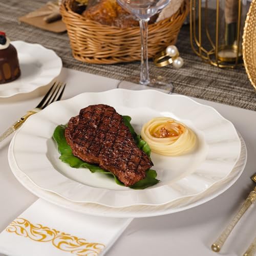 72 Pack Ivory Plastic Plates, 10" Disposable Wave Edge Dinner Plates - Image 6