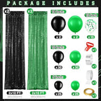 SmoothNovelty 137 Pcs 2026 Graduation Decoration Green Black Party Backdrop Kits - 4 Sequin Backdrop Curtain 133 Balloon Garland Kit Photo Prop Background for Prom Send Off Wedding Anniversary - Image 2