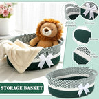 Colingmill 2 Pack 12''x8''x5'' Woven Gift Basket Empty,White, Green - Image 3