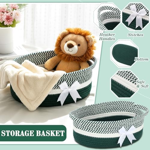 Colingmill 2 Pack 12''x8''x5'' Woven Gift Basket Empty,White, Green - Image 3