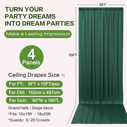 20ft×15ft Forest Green Backdrop Curtain for Wedding Parties - Image 6