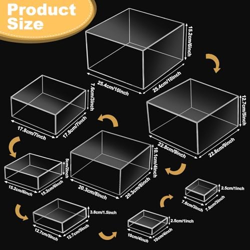 Geelin 8 Pack Acrylic Buffet Display Risers for Food Jewelry,Clear,Flat - Image 3