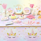 Funnymoom 452 Pcs Unicorn Themed Birthday Party Decorations Include Unicorn Paper Plates Napkins Cups Tablecloth Cutlery Straws Rainbow Pastel Theme Party Supplies for Birthday Decorations - Image 6