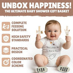 Baby Gift Set | 11 Piece Gender Neutral Newborn Gift Basket for Boys & Girls – Baby Essentials with Plate, Bib, Spoon, Cup, Feeder, Outfit, Rattles & Storage Bag - Image 5