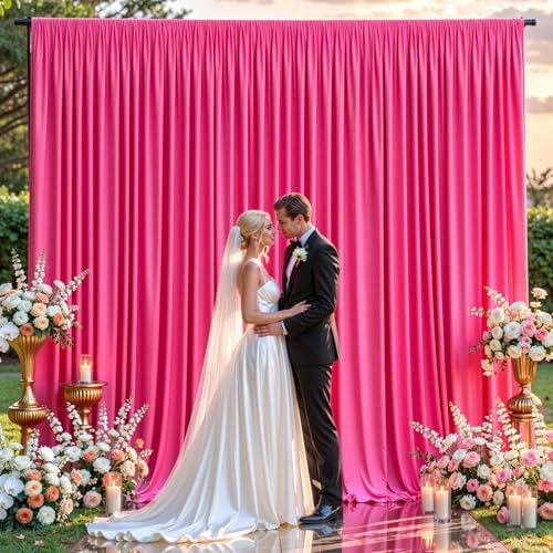 10x10FT Backdrop Curtains with Rod Pockets - Wrinkle Free Photo Stage Backdrop 2 Panels Curtains Drapes for Photography Wedding Party Baby Shower Decorations (Hot Pink) - Image 3