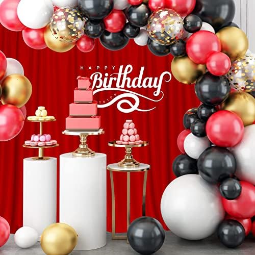 10ft x 8ft Red Backdrop Curtains for Party Valentine's Day, 5ftx8ft, 2 PCS - Image 2