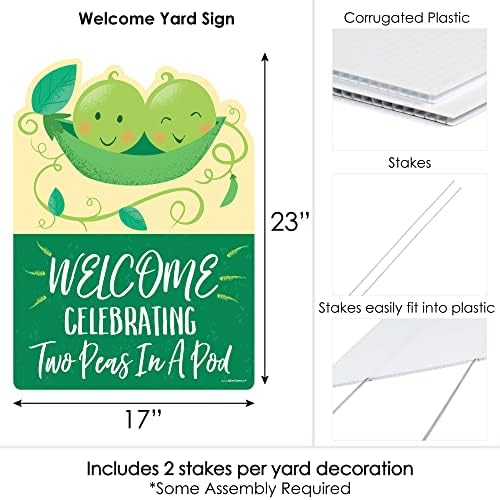 Big Dot of Happiness Double the Fun - Twins Two Peas in a Pod - Party Decorations - Baby Shower or First Birthday Party Welcome Yard Sign - Image 7