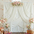 12 Panels 5x15ft Ivory Backdrop Curtains for Parties, Wrinkle Free Polyester Ivory Photo Backdrop Drapes 15 ft Long Back Drop Cloth Drapery for Wedding Birthday Photography Background - Image 3