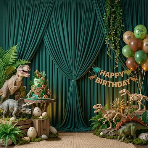 20x10FT Backdrop Curtains with Rod Pockets - Wrinkle Free Photo Stage Backdrop 4 Panels Curtains Drapes for Photography Wedding Party Baby Shower Decorations (Blackish Green) - Image 3