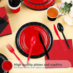 560 Pcs Red and Black Party Decorations, Serves 80 - Image 3