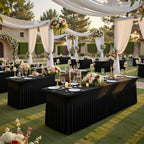 Shillance 8 Packs Black Spandex Table Covers 8 Foot, Fitted Stretch Table Cloth with Skirts 96x30 Inch, Wrinkle-Free Floor Length Rectangle Tablecloths for Weddings Parties Banquets Events - Image 6