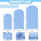 MODFUNS Sequin Arch Covers Baby Blue Arch Cover Set of 3 Wedding Arch Cover 6ft 6.6ft 7.2ft Glitter Spandex Arch Cover Balloon Arch Stand Cover Round Top Arch Backdrop Cover for Baby Bridal Shower - Image 3