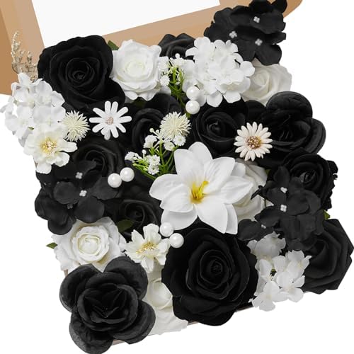 Serwalin Artificial Flowers Black and White Silk Flowers for Wedding Decor by Serwalin
