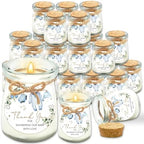 Whaline 20Pcs Baby Shower Candle Favors Glass Mason Jar Wax Candle Blue Clothes Jar Candles for Baby Shower Gender Reveal Party Favors by Whaline