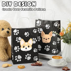Tenceur 80 Pcs Dog Gift Bags Goodie Paw Puppy Paper Treat Bags Bulk with Handles 10.63 x 4.72 x 7.87 Inch Dog Themed Party Favors Shopping Holiday Kraft(Black) - Image 3