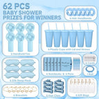 62Pcs Baby Shower Prizes for Guest Winners Handheld Fan Party Favor Set Thank You Gift with Plastic Tumbler,Notebooks,Hair Claw Gift Bags for Party Game Wedding Bridal Shower Favors (Blue, 6 Sets) - Image 2