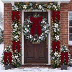 Crowye Giant Christmas Velvet Bow Set 7 Pcs Burgundy Decorative Ribbon Bows - Image 5