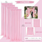 Pink Backdrop Curtains 20ftx8ft Birthday Polyester Photo Drapes - Image 3