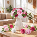 100 Pcs Artificial Rose Flowers, Gradient Pink - Image 4
