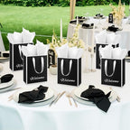 Yeaqee 50 Pcs Metallic Paepr Gift Bags Bulk with Handles,Black White - Image 6