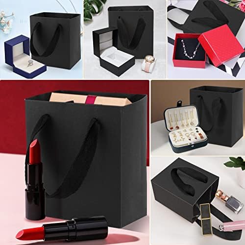 EUSOAR Black Mini Gift Wrap Bags, 50 Pack 4x2.75x4.5 inches Paper Bags with Handles, Heavy Duty Totes Bulk for Wedding, Grocery, Boutique, Retail, Business, Party Favors, Baby Showers, Birthdays - Image 4