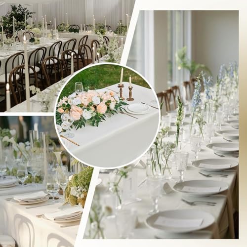FINDYOU Ivory 6 Pack Polyester Table Cloth 60 x 102 Inch, Rectangle Tablecloths for 6 Foot Tables Washable Table Cloth for Party Wedding - Image 5