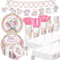 405 Pcs Pink Elephant Style Baby Shower Party Decorations for Girl by Yiyiring