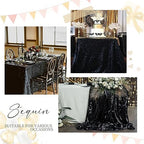 SoarDream Black Sequin Tablecloth 90"x132" Party Glitter Table Cloth - Image 5