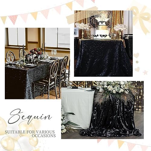 SoarDream Black Sequin Tablecloth 90"x132" Party Glitter Table Cloth - Image 5