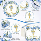 Pickmesh 250 Pcs Blue Baptism Plates Napkins Cups God Bless, Serves 50 - Image 2