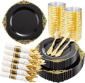 Hioasis 210 Pcs Black Gold Plates for Graduation by Hioasis