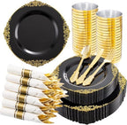 Hioasis 210 Pcs Black Gold Plates for Graduation by Hioasis