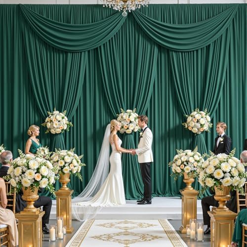 50x10FT Backdrop Curtains with Rod Pockets - Wrinkle Free Photo Stage Backdrop 10 Panels Curtains Drapes for Photography Wedding Party Baby Shower Decorations (Blackish Green) - Image 4