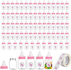72 Mini Milk Bottles Favors - White Plastic Bottles for Baby Boy Shower Party Games & Decorations by Patscorai