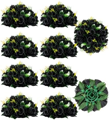 BLOSMON Fake Black Rose Flower Balls for Table Centerpieces Decor, 10 Pcs by Blosmon